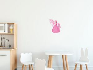 Nálepka na stenu pre deti Princezná s ružovým poníkom Rozmery: 100 x 100 cm