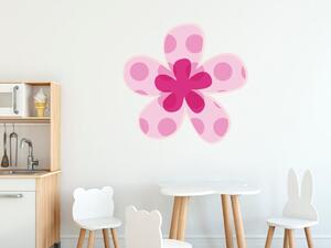 Nálepka na stenu pre deti Ružový bodkovaný kvietok Veľkosť: 20 x 20 cm
