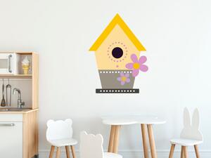 Nálepka na stenu pre deti Žltá búdka pre vtáčiky Rozmery: 100 x 100 cm