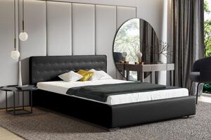 Moderná čalúnená posteľ s úložným priestorom 180x200 BERGEN - čierna ekokoža