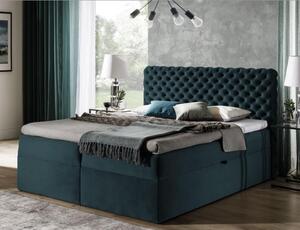 Čalúnená posteľ 180x200 CLARITA - modro-zelená + topper ZDARMA