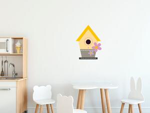 Nálepka na stenu pre deti Žltá búdka pre vtáčiky Veľkosť: 10 x 10 cm