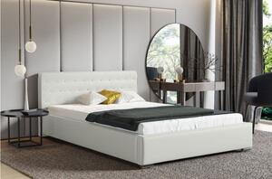 Moderná čalúnená posteľ s úložným priestorom 180x200 BERGEN - biela ekokoža