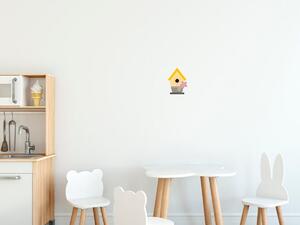 Nálepka na stenu pre deti Žltá búdka pre vtáčiky Rozmery: 100 x 100 cm