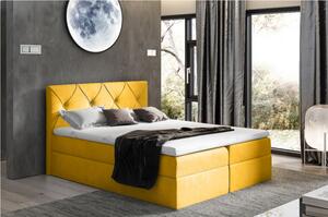 Elegantná kontinentálna posteľ 200x200 CARMEN - žltá + topper ZDARMA