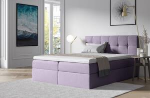 Čalúnená posteľ s úložným priestorom 200x200 RECIVIO - fialová + topper ZDARMA