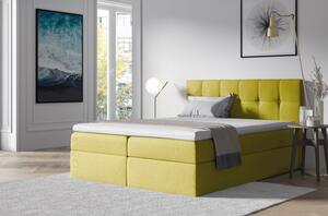 Čalúnená posteľ s úložným priestorom 200x200 RECIVIO - žltá