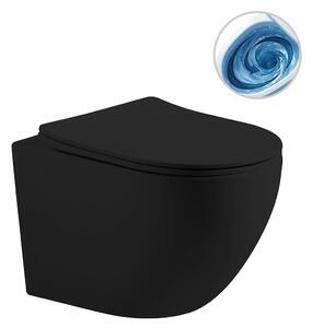 CERANO - WC závesné Cesso, Vortex + Slim/UF sedátko - čierna matná - 49x36 cm