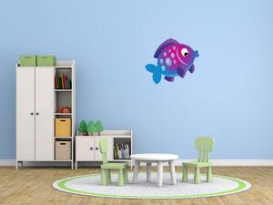 Nálepka na stenu pre deti Ružovo-modrá rybička Rozmery: 100 x 100 cm