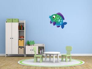 Nálepka na stenu pre deti Zeleno-modrá rybička Rozmery: 100 x 100 cm