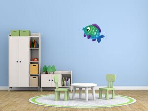 Nálepka na stenu pre deti Zeleno-modrá rybička Veľkosť: 10 x 10 cm