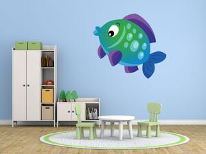 Nálepka na stenu pre deti Zeleno-modrá rybička Rozmery: 100 x 100 cm