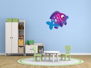 Nálepka na stenu pre deti Ružovo-modrá rybička Rozmery: 100 x 100 cm