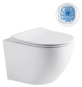 CERANO - WC závesné Verde, Rimless + Slim/UF sedátko - biela matná - 49x36 cm