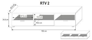 TV stolík RTV 2, biela/čierna lesk