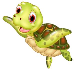 Nálepka na stenu pre deti Zelená korytnačka Veľkosť: 10 x 10 cm