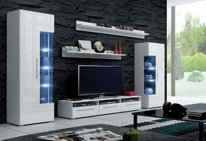 TV stolík ROMA, biela/sivá lesk - 150/35/45cm