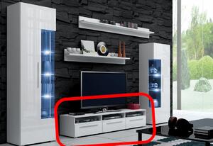 TV stolík ROMA, biela/biela lesk - 150/35/45cm