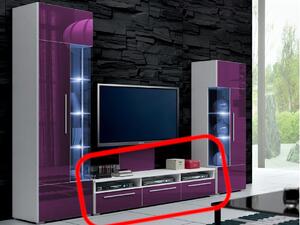 TV stolík ROMA, biela/fialová lesk - 150/35/45cm