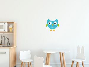 Nálepka na stenu pre deti Maličká modrá sova Veľkosť: 20 x 20 cm