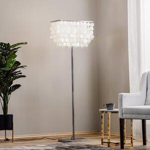 Stojacia lampa Makani, chróm, s dekorom mušlí