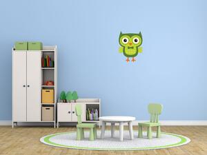 Nálepka na stenu pre deti Zelená sovička s mašľou Veľkosť: 20 x 20 cm