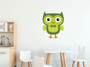 Nálepka na stenu pre deti Zelená sovička s mašľou Veľkosť: 20 x 20 cm