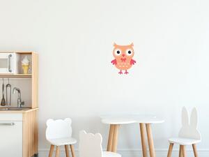 Nálepka na stenu pre deti Pastelovo-ružová sova s mašľou Veľkosť: 10 x 10 cm