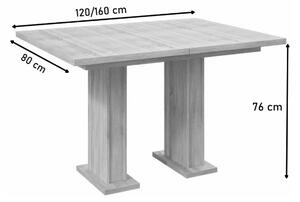 Rozkladací stôl BUTTER, 120-160x76x80 cm, čierny lesk