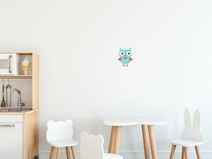Nálepka na stenu pre deti Pastelovo-zelená sova s mašľou Rozmery: 100 x 100 cm