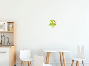 Nálepka na stenu pre deti Limetková sova s mašľou Rozmery: 100 x 100 cm