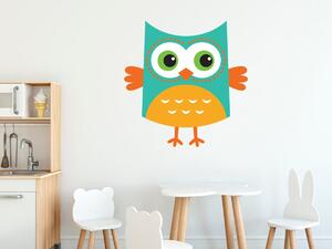 Nálepka na stenu pre deti Zeleno-oranžová sovička Rozmery: 100 x 100 cm