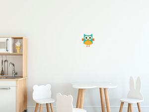 Nálepka na stenu pre deti Zeleno-oranžová sovička Veľkosť: 10 x 10 cm