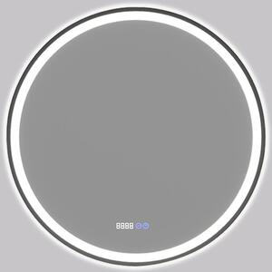 CERANO - Kúpeľňové LED zrkadlo Rivo, kovový rám - čierna matná - Ø 80 cm