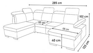 Rozkladacia sedacia súprava MARGOTT U, 285x133, Neo 15/Neo 20