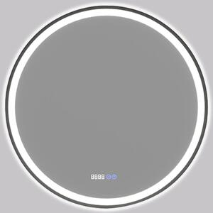 CERANO - Kúpeľňové LED zrkadlo Rivo, kovový rám - čierna matná - Ø 60 cm