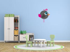 Nálepka na stenu pre deti Okrúhly sivý vtáčik Rozmery: 100 x 100 cm