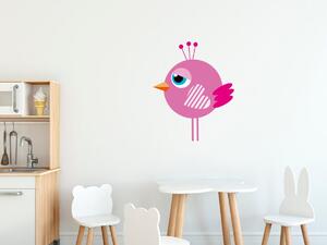 Nálepka na stenu pre deti Okrúhly ružový vtáčik Veľkosť: 20 x 20 cm
