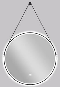 CERANO - Kúpeľňové LED zrkadlo Rotondo, kovový rám - čierna matná - Ø 60 cm