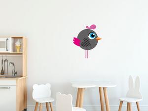 Nálepka na stenu pre deti Okrúhly sivý vtáčik Rozmery: 100 x 100 cm
