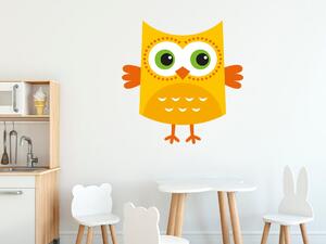 Nálepka na stenu pre deti Maličká žlto-oranžová sovička Rozmery: 100 x 100 cm