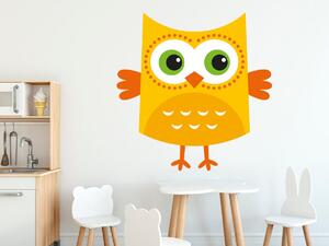Nálepka na stenu pre deti Maličká žlto-oranžová sovička Rozmery: 100 x 100 cm