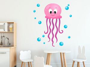 Nálepka na stenu pre deti Ružová chobotnička Rozmery: 100 x 100 cm