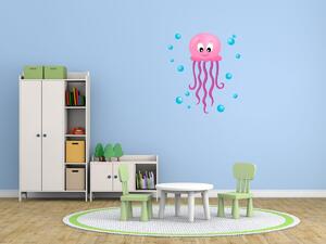 Nálepka na stenu pre deti Ružová chobotnička Veľkosť: 10 x 10 cm