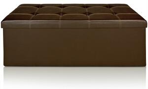 Skladacia sedacia truhlica s odklápacím krytom, hnedá – 115 x 38 x 38 cm, Casaria