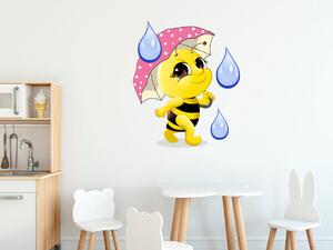 Nálepka na stenu pre deti Včielka s dáždnikom Veľkosť: 10 x 10 cm