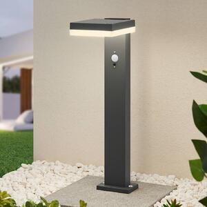 Lindby Laira solárne soklové LED svietidlo, 50 cm, Čierna, Hliník, Moderný