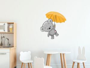 Nálepka na stenu pre deti Macko s dáždnikom Veľkosť: 10 x 10 cm