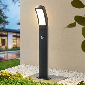Lindby LED podstavcové svetlo Moshe, 60 cm, antracit, senzor, Čierna, Hliník, Moderný, Vonkajčie stĺpové osvetlenie