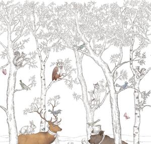Vliesová detská fototapeta, les, lesné zvieratká JS6001, 212 x 280cm, Jack´N Rose 2024, Grandeco